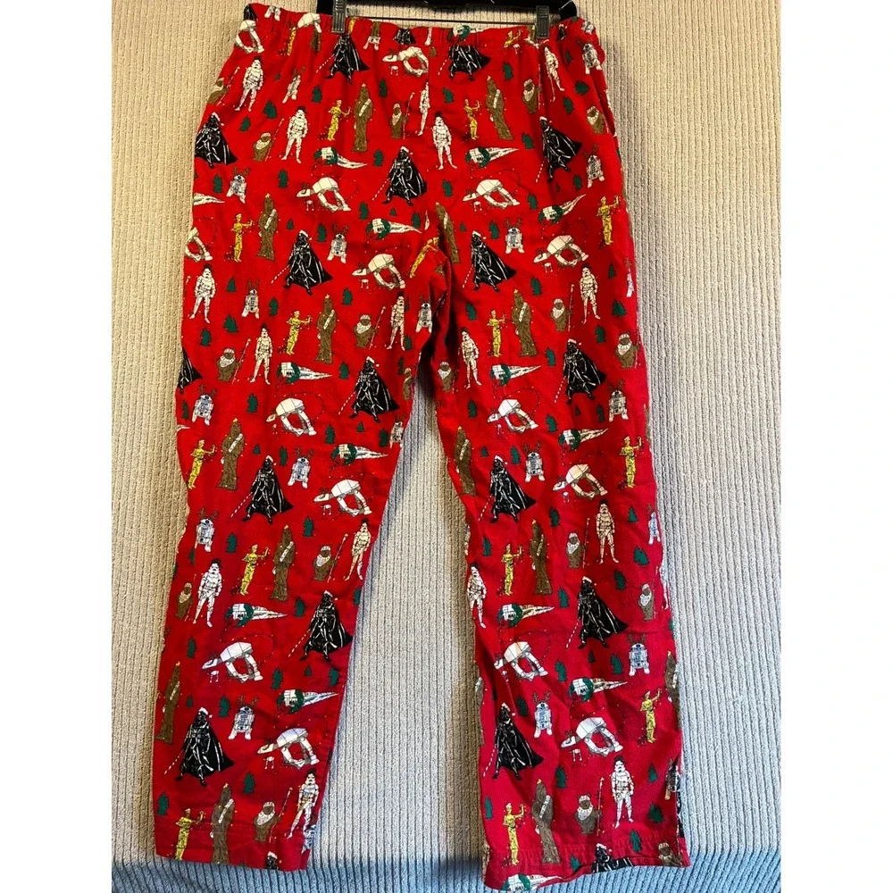 Hanna Andersson Star Wars Christmas Flannel Pajama Pants Adult XXL Red Lounge